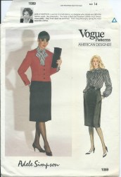1089 VOGUE A SIMPSON PANEL JACKET,  STRAIGHT SKIRT,  LONG SLEEVE  BLOUSE PATTERN 10